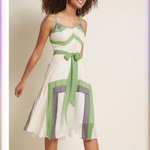 ModCloth Pleasant Plans Colorblock Dress Large Retro